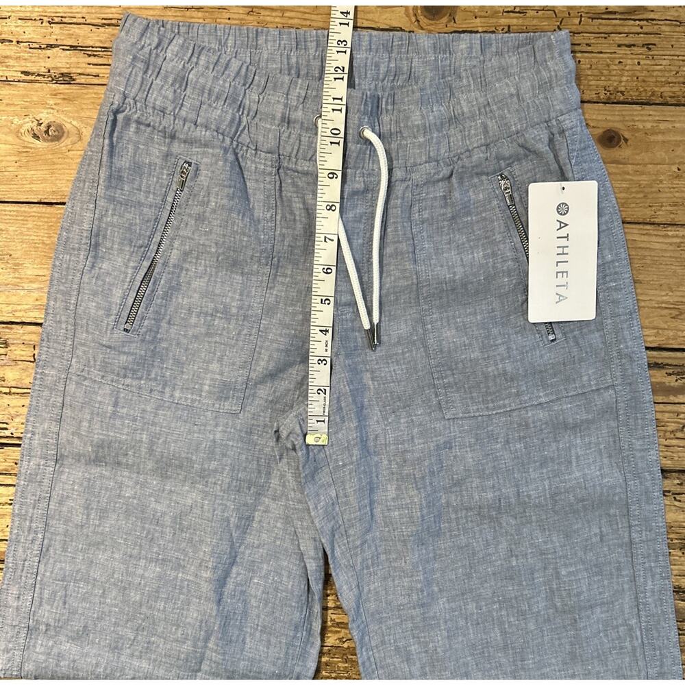 Athleta Women’s Chambray Blue Cabo Linen Mid Rise Wide Leg Pant Size 4 NWT - Picture 6 of 9